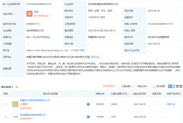 中國(guó)石油、隆基投資成立能源公司