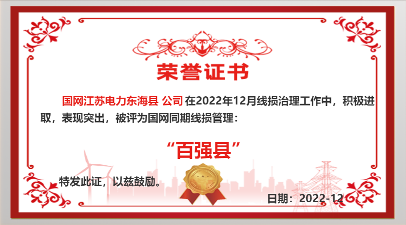 國網(wǎng)東?？h供電公司同期線損工作再獲佳績(jī)