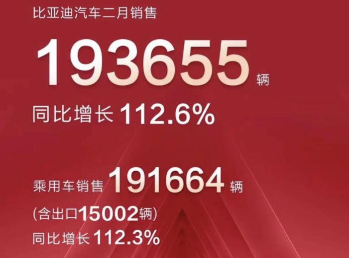 2月新能源車企成績單出爐，比亞迪一騎絕塵
